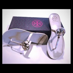 Tory Burch Miller Flat Thongs w/gold cutout logo